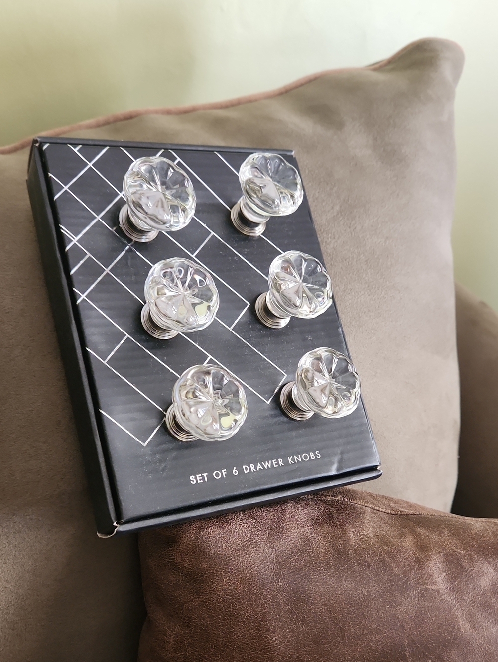 Clear Glass Flower Drawer Knobs - Set of 6
